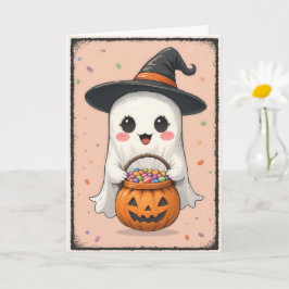 Cute Ghost Halloween Bootially Adult Kort