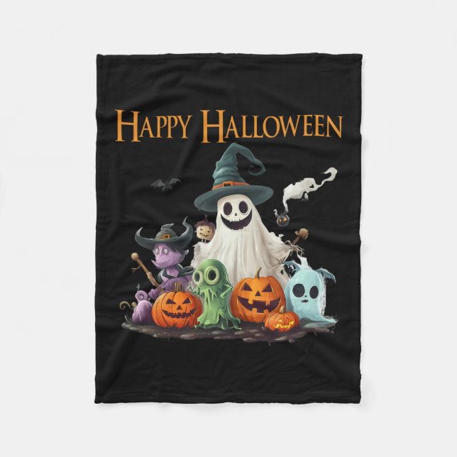 Cute Ghost Halloween Costume Happy halloween Ghost Fleecefilt (Framsidan)