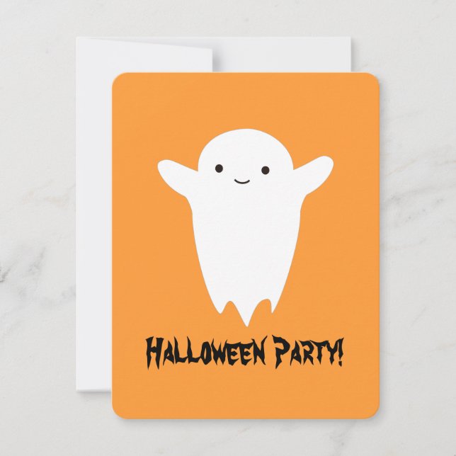 Cute Ghost Halloween fest-inbjudan Inbjudningar (Framsida)