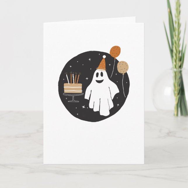 Cute Ghost Halloween-födelsedagskort Kort (Framsida)