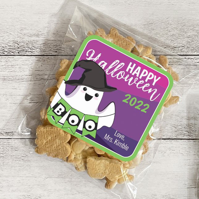 Cute Ghost Halloween Gift Sticker och etiketter (Skapare uppladdad)