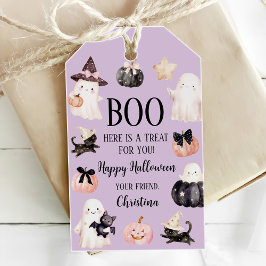 Cute Ghost Halloween Girl 1st Birthday Party Presentetikett