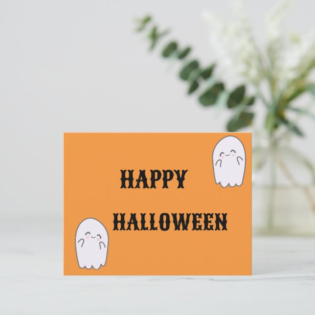 Cute Ghost Halloween Helg Vykort (Stående Fram)