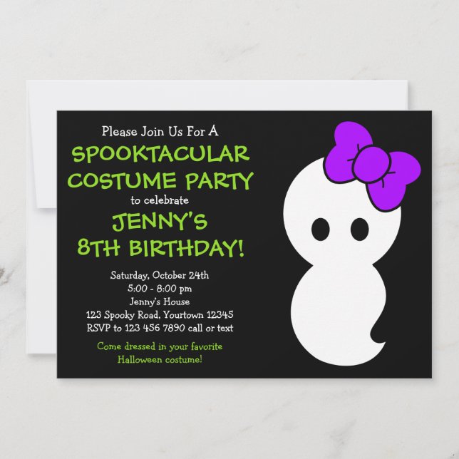 Cute Ghost Halloween-inbjudan Inbjudningar (Framsida)