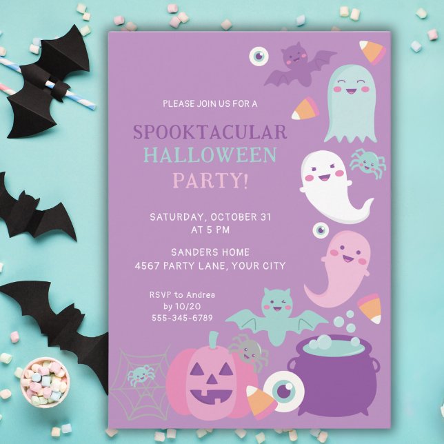 CUTE GHOST HALLOWEEN LILA PARTY INBJUDNINGAR (Skapare uppladdad)
