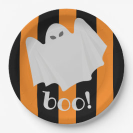 Cute Ghost Halloween Orange och Black Rand Boo!