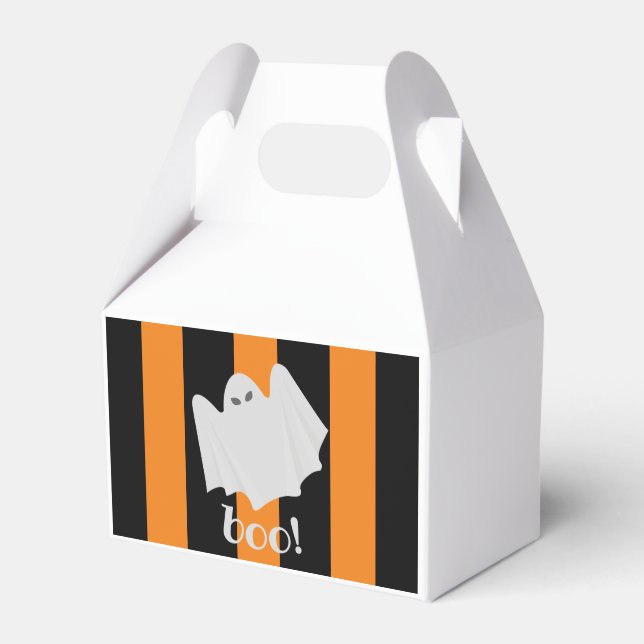 Cute Ghost Halloween Orange och Black Rand Presentaskar (Framsidan Sidan)
