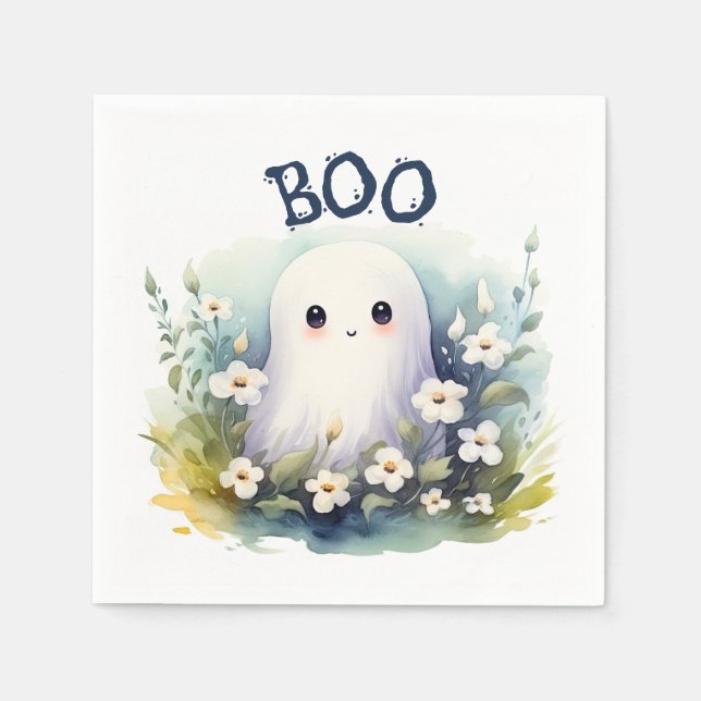 Cute Ghost Halloween Pappersservett (Framsidan)
