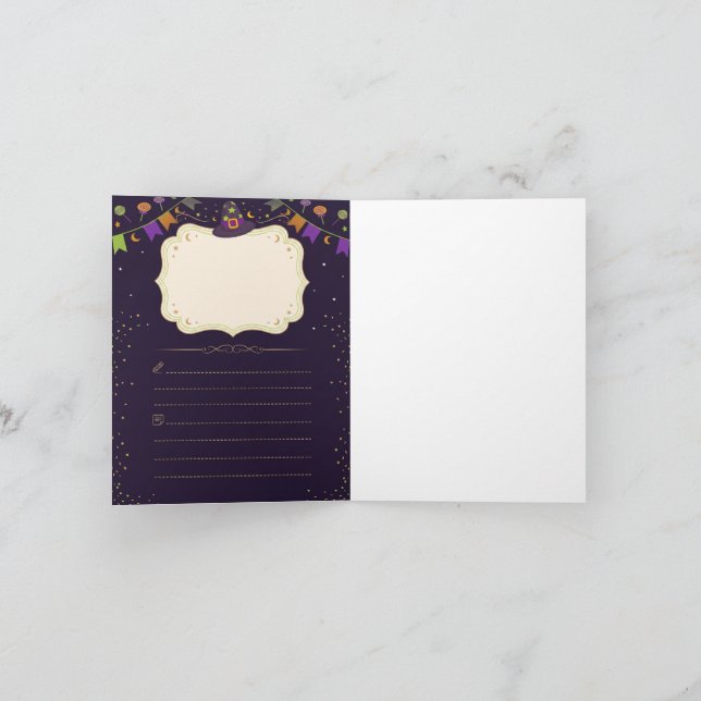 Cute Ghost Halloween Party Folded Invitation Inbjudan (Inuti)