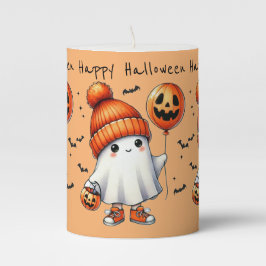Cute Ghost Halloween Pillar Candle