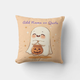 Cute Ghost Halloween Pillow - Editable Namn eller  Kudde