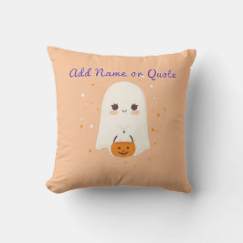 Cute Ghost Halloween Pillow - redigerbar text Kudde