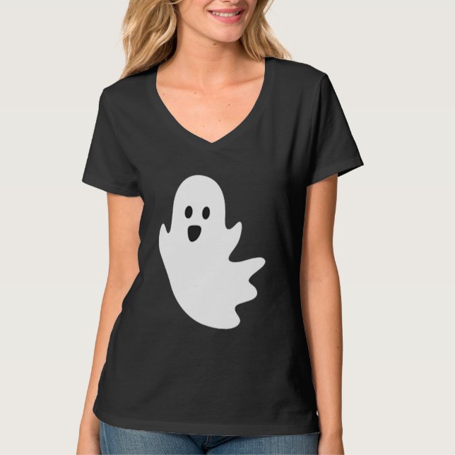 Cute Ghost Halloween Pocket Boo T Shirt (Framsida)