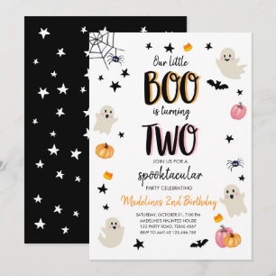 Cute Ghost Halloween:s andra födelsedagsinbjudan Inbjudningar
