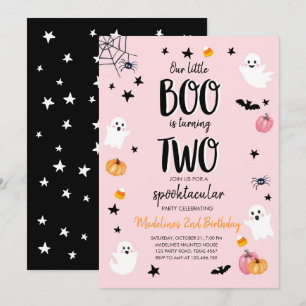 Cute Ghost Halloween:s andra födelsedagsinbjudan Inbjudningar
