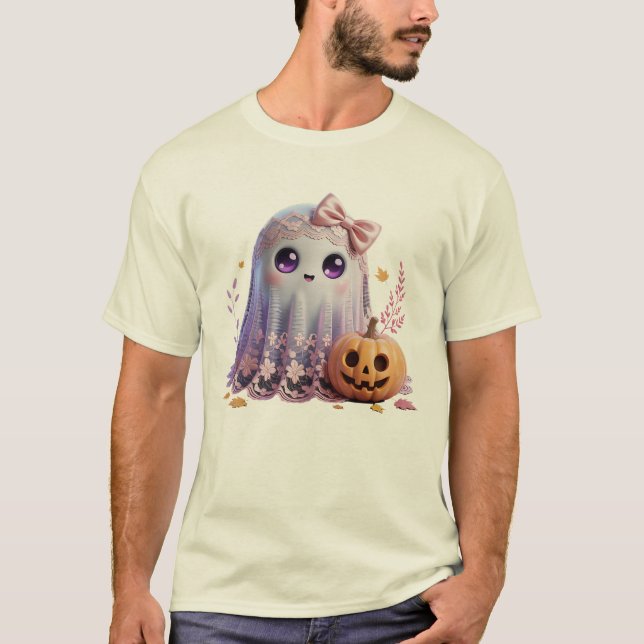 Cute Ghost Halloween Shirt - Kawaii Pastel Tshirt T (Framsida)