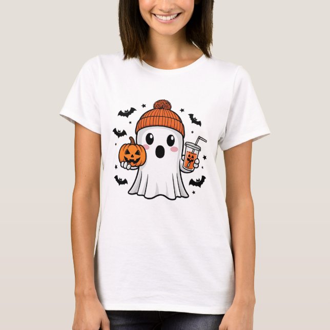 Cute Ghost Halloween T Shirt (Framsida)