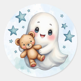 Cute Ghost Halloween ThLED Boys Baby Shower Runt Klistermärke