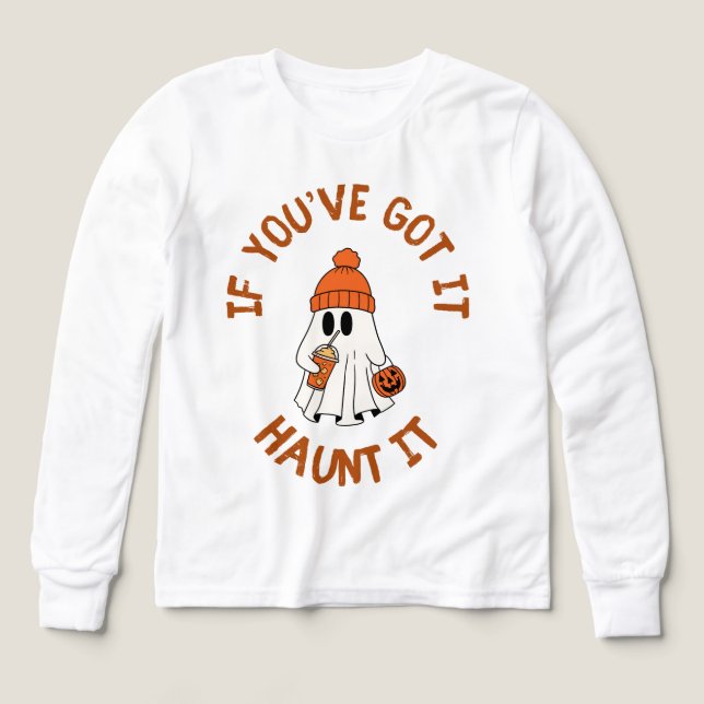 Cute Ghost Halloween Tote with Pumpkin Spice Vibes T Shirt (Design framsida)