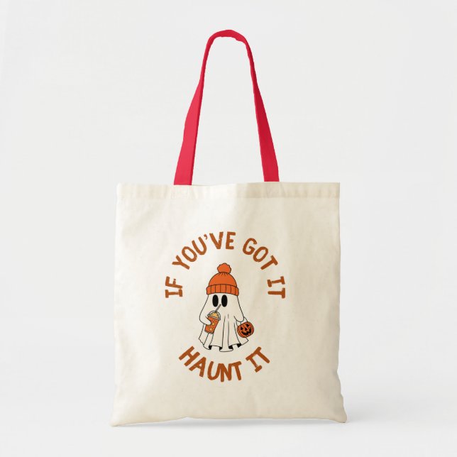 Cute Ghost Halloween Tote with Pumpkin Spice Vibes Tygkasse (Framsidan)