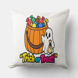 Cute Ghost Halloween Trick or Treat Candy Bucket T Kudde