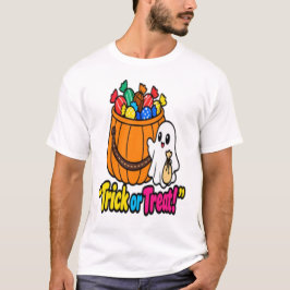 Cute Ghost Halloween Trick or Treat Candy Bucket T Shirt