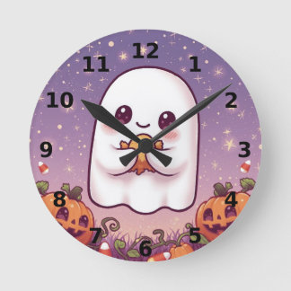 Cute Ghost Halloween Wall Clock ⏰👻 Rund Klocka