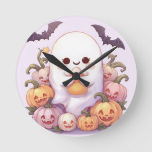 Cute Ghost Halloween Wall Clock - Spooky Decor Rund Klocka