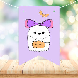 Cute Ghost Happy halloween Bunting Flaggor