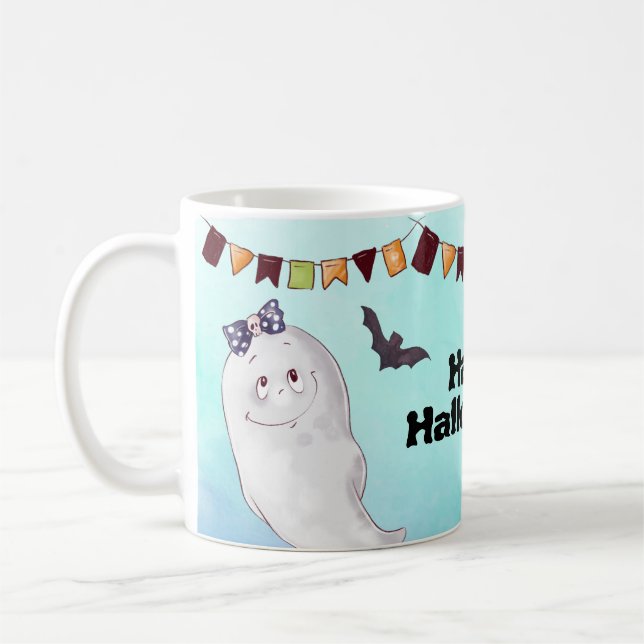 Cute Ghost Happy halloween Kaffemugg (Vänster)