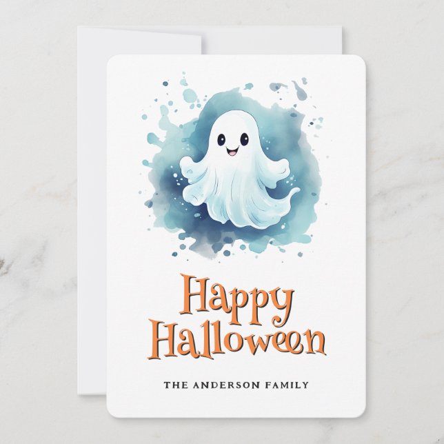 Cute Ghost Happy halloween-kort Julkort (Framsida)
