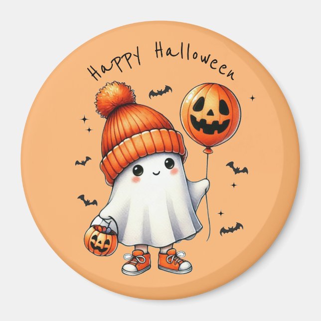 Cute Ghost Happy halloween Magnet (Framsidan)