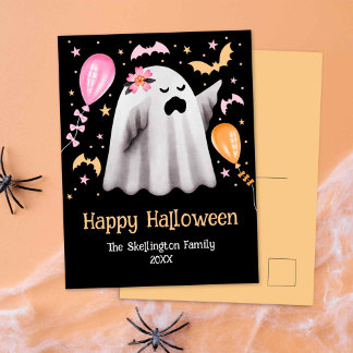 Cute Ghost Happy halloween Vykort