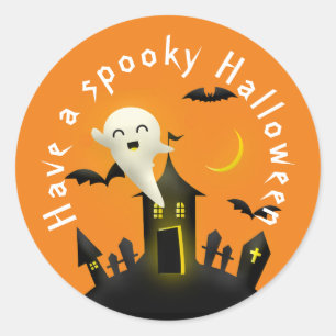 Cute Ghost har en taloky Halloween Runt Klistermärke
