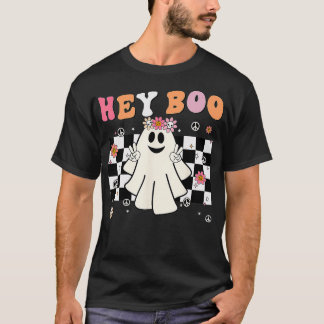 Cute Ghost Hej Boo Funny Halloween Småbarn Girl Wo T Shirt