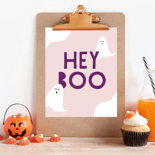 Cute Ghost Hej Boo Kids Halloween fest Poster