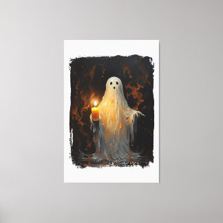 Cute Ghost Holding Candle Funny Halloween Gothic V Canvastryck