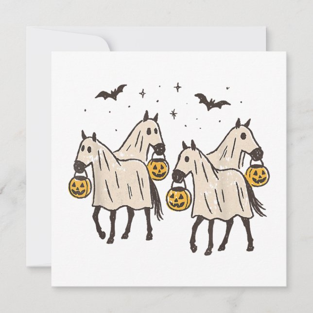 Cute Ghost Horses Halloween Bus eller godis Inbjudningar (Framsida)