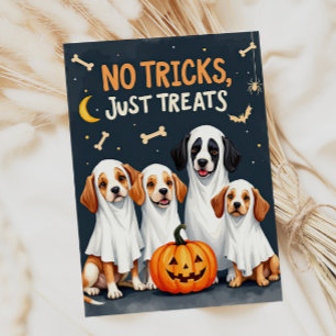Cute Ghost Hundar Funny Halloween Card Kort