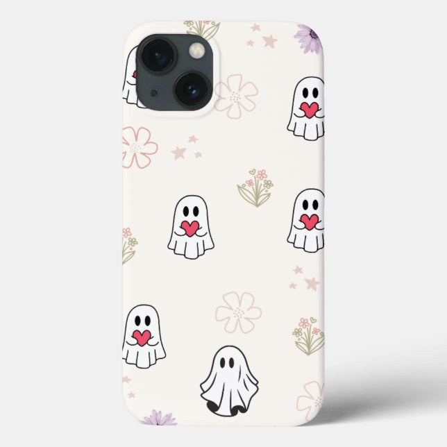 Cute Ghost Kärlek Mönster - Pastel Blommigt Hallow (Baksida)