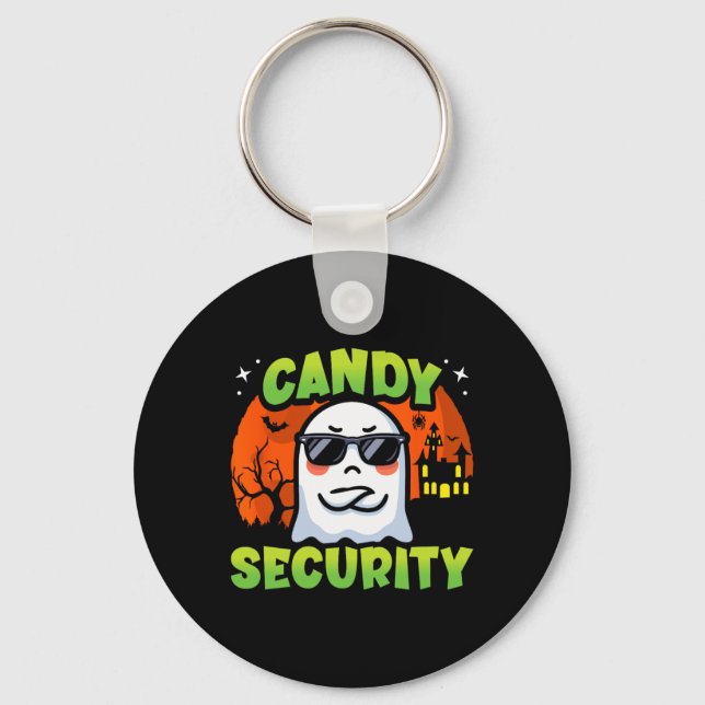 Cute Ghost Kids Halloween - Candy Security - Funny Nyckelring (Framsida)