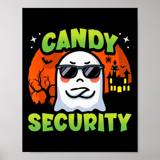 Cute Ghost Kids Halloween - Candy Security - Funny Poster (Framsidan)