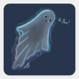 Cute Ghost KiniArt Square-etikett Fyrkantigt Klistermärke