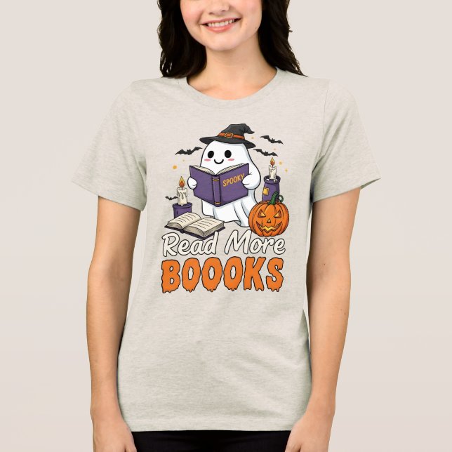 Cute Ghost - Läs fler böcker - Halloween - T Shirt (Framsida)