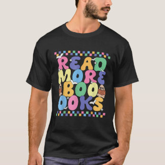 Cute Ghost läser mer Bokar Spooky Boo Teacher Kids T Shirt