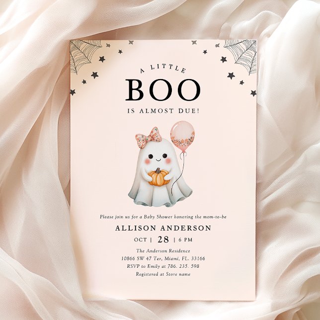 Cute Ghost Little Boo Halloween Baby Shower Inbjudningar (Skapare uppladdad)