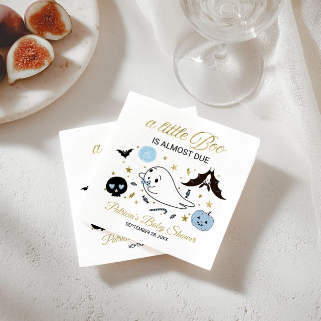 Cute Ghost Little Boo Halloween Baby Shower Napkin Pappersservett (Skapare uppladdad)
