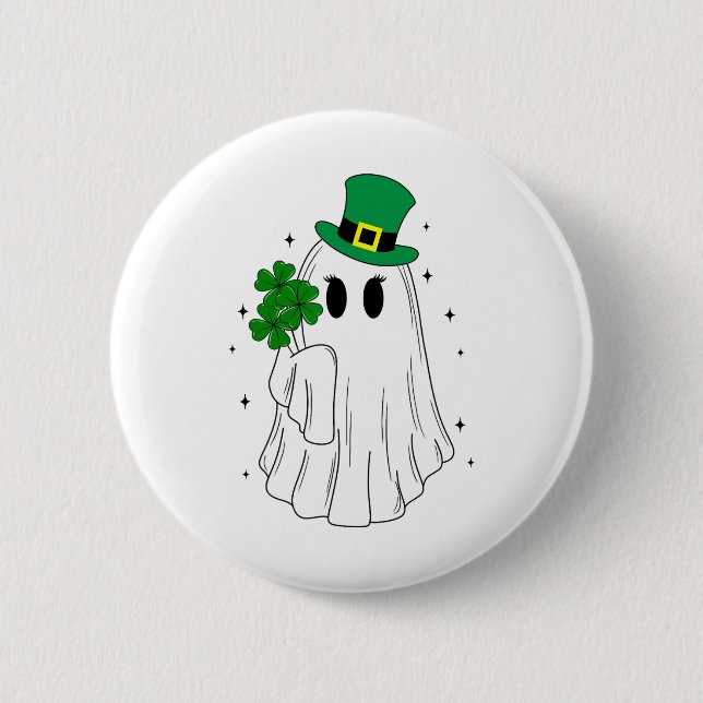 Cute Ghost Lucky St patrick's day Costume Boujee B Knapp (Framsida)