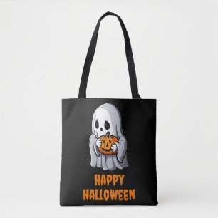 Cute Ghost Lycklig Hallowen Tygkasse