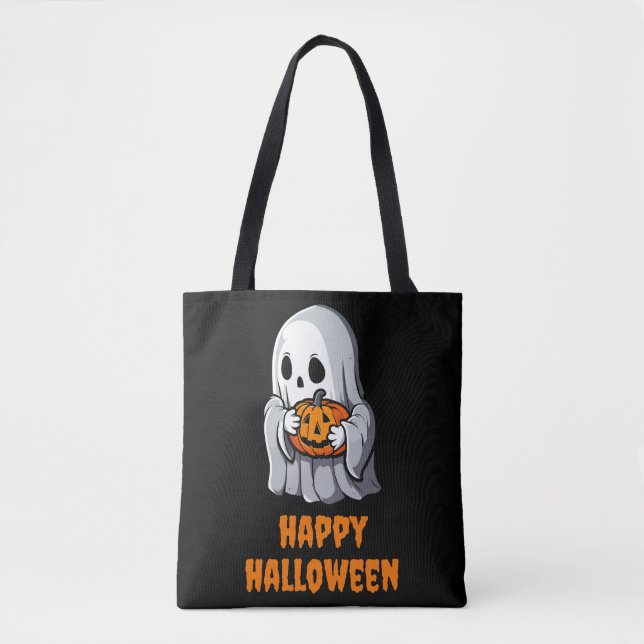 Cute Ghost Lycklig Hallowen Tygkasse (Framsida)